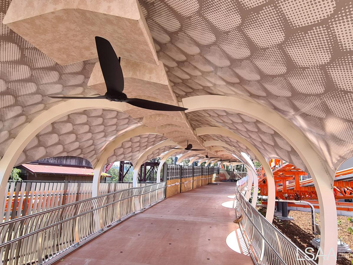 Interior shot of the Dreamworld Switchback canopy