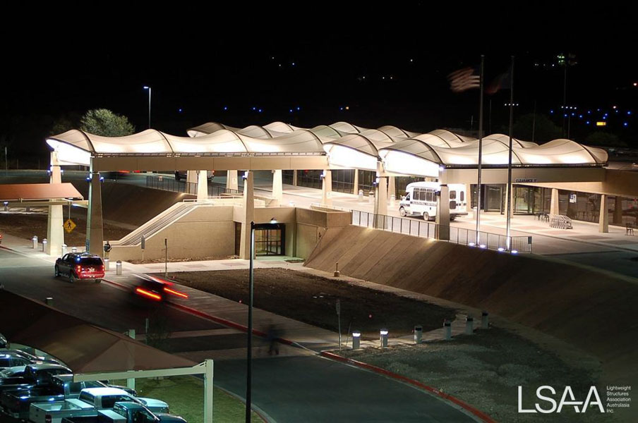 Night View of New Membrane Structure at Abilene Airport, Texas