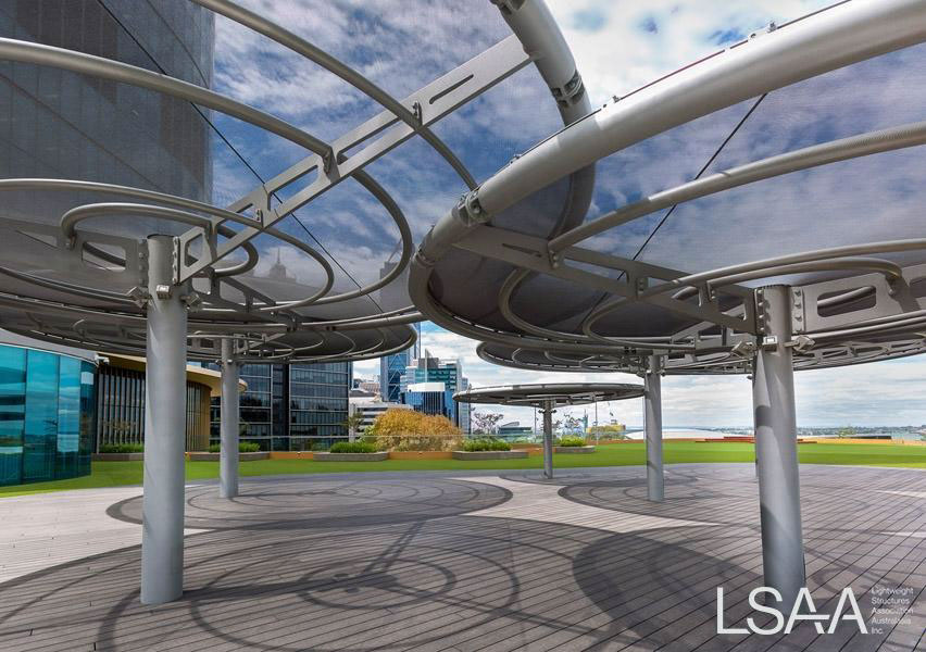 Capital Square Podium Project showing overlapping circular shade structures