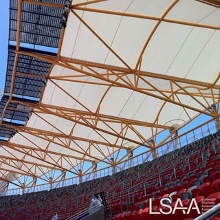 Metricon Stadium, Carrara - Fabric roof and supporting steel details