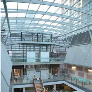 Internal View of the Curved Glass Roof at 50 Martin Place, Sydney