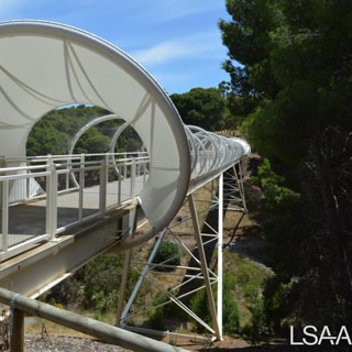 Fabric Entrance to SS Mesh Enclosed Bridge