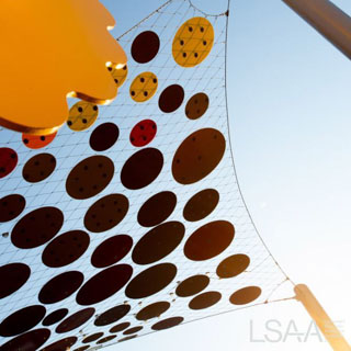 Underside View of SS Mesh Shade Hypars at Wellington Square Playground