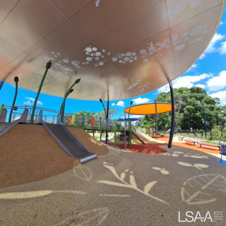 General shot of shade structures
