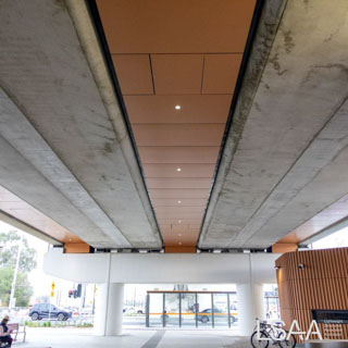 Narre Warren Metro Station- Cable Truss Ceiling Support - Finished underside view