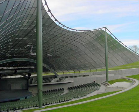 General View of the Sidney Myer Music Bowl - a Pioneering cablenet structure.